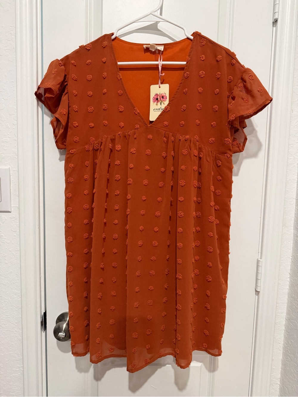 Entro Swiss Dot Babydoll Dress – Size Small – NWT